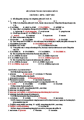 Đề cương thi học kì I môn Hóa học Lớp 12 - Năm học 2019-2020